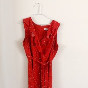 Loft Red Floral Summer Wrap Dress size 12